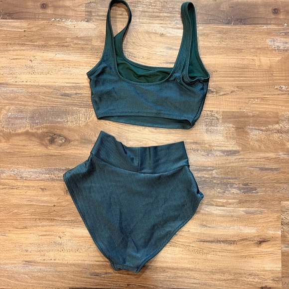Aerie Dark Green Ribbed Bikini Set - Picture 3 of 3